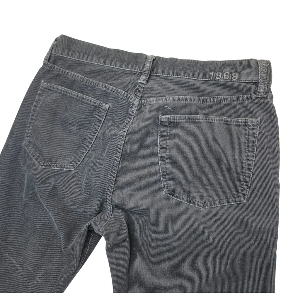 Gap 1969 Mens Straight Corduroy Pants Eclipse Gray 33x32 Cotton Cords